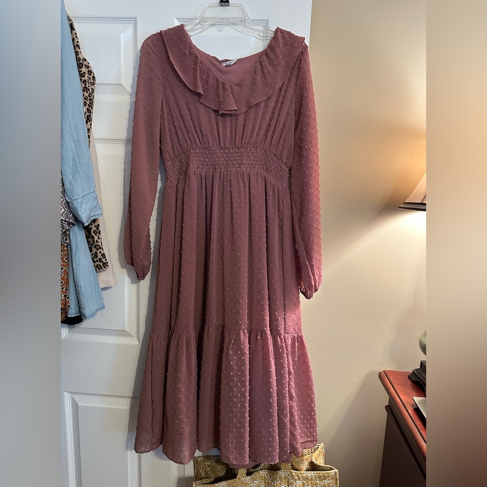 Polagram Dusty Rose Long Sleeve Dress